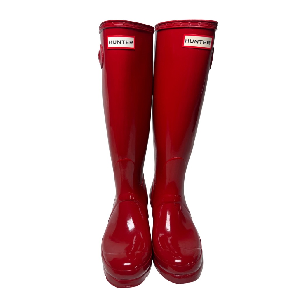 Hunter Original Tall Gloss Rain Boots Military Red Waterproof Womens 6 EU 37